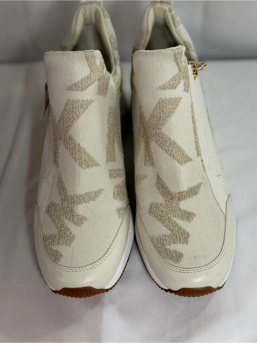 Women’s Slip-On Wedge Sneakers - Cream & Gold